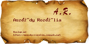 Aszódy Rozália névjegykártya
